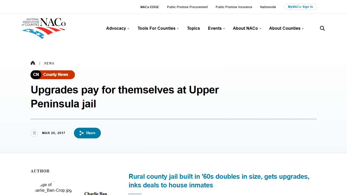 Upgrades pay for themselves at Upper Peninsula jail National Association of Counties